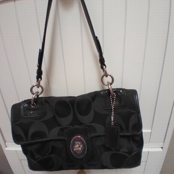 Coach black canvas with leather trim purse - Picture 2 of 11